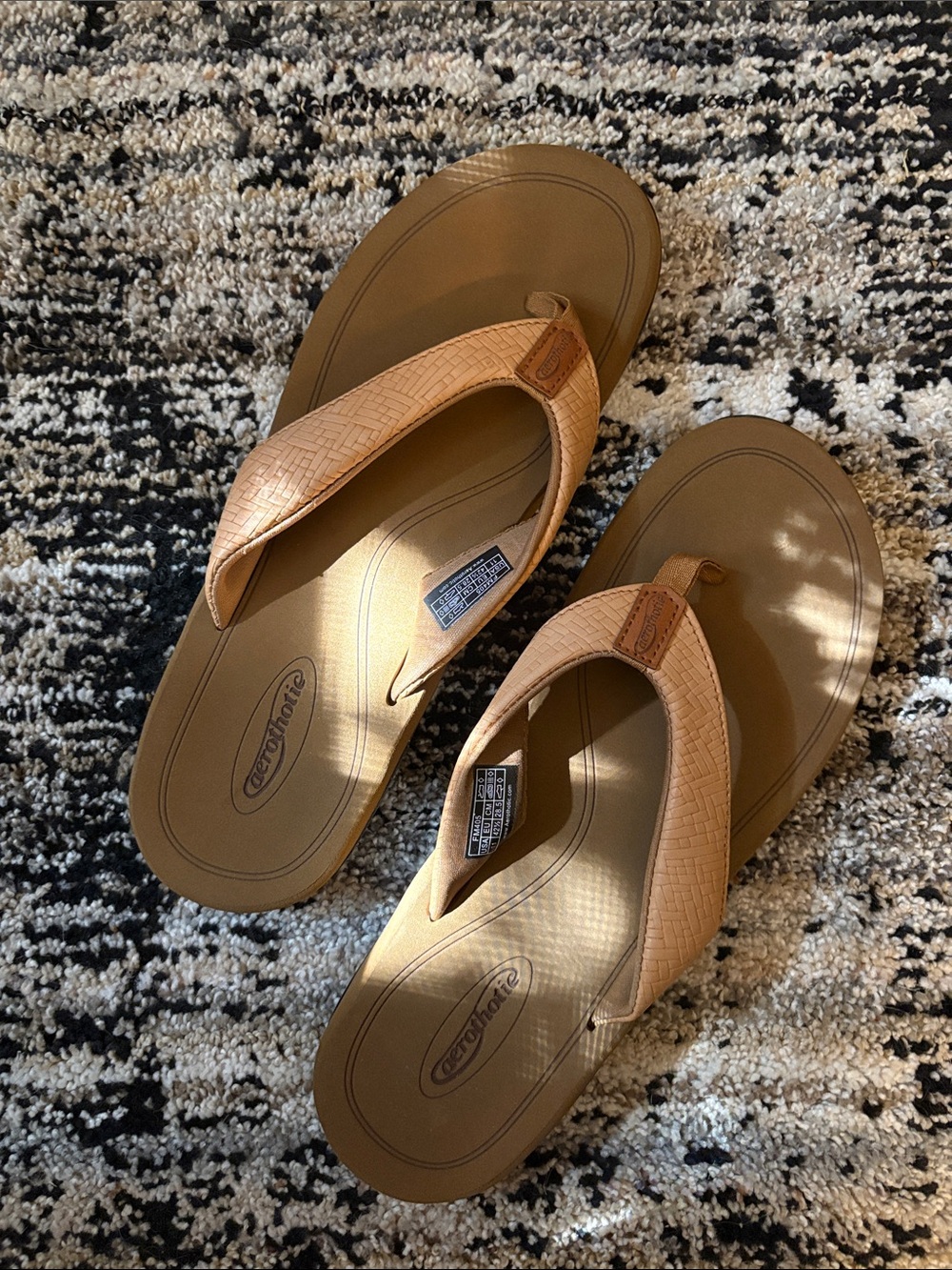Women's Tan Woven Flip Flop Sandals - Comfort Footbed